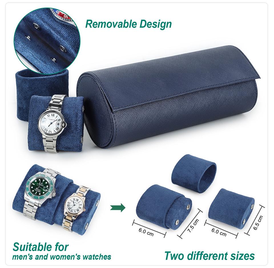 Scratch-Resistant Genuine Leather Watch Storage Box - Unisex 3-Piece Set with Pillowcase for Travel