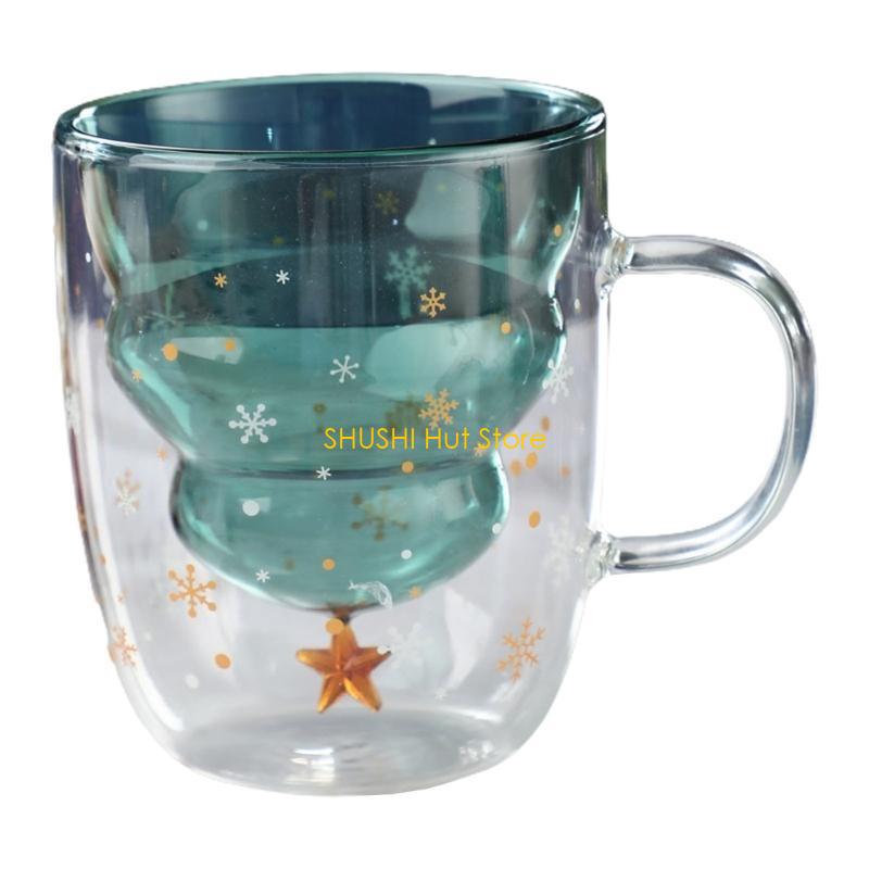 Christmas Tree Glass Mugs Coffee Cup Christmas Gift Water Cup Glass Cup D57B