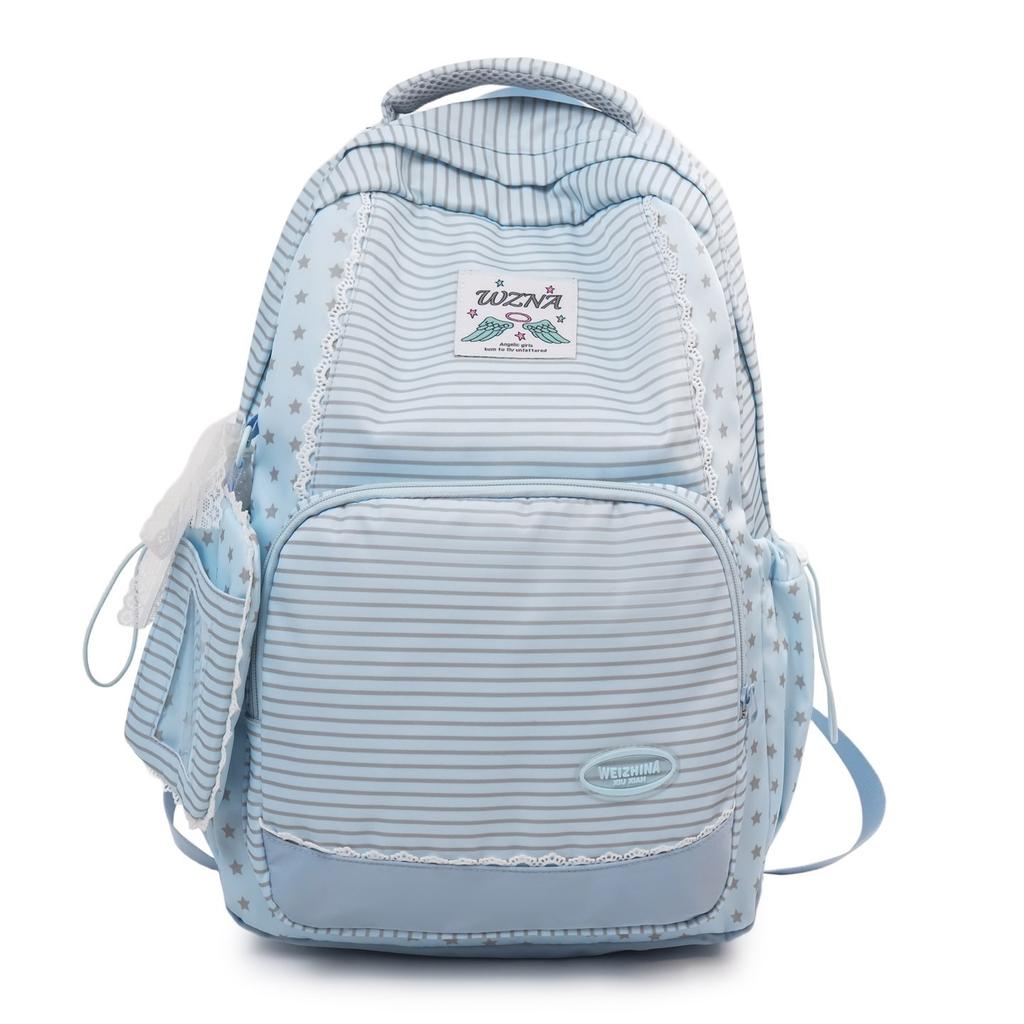 Mochila Escolar Bolsa de Viaje Informal para el Trabajo Mochila Pequeña Fresca Mochila de Estrellas Rayadas Mochila Escolar de Clase para Estudiante de Secundaria