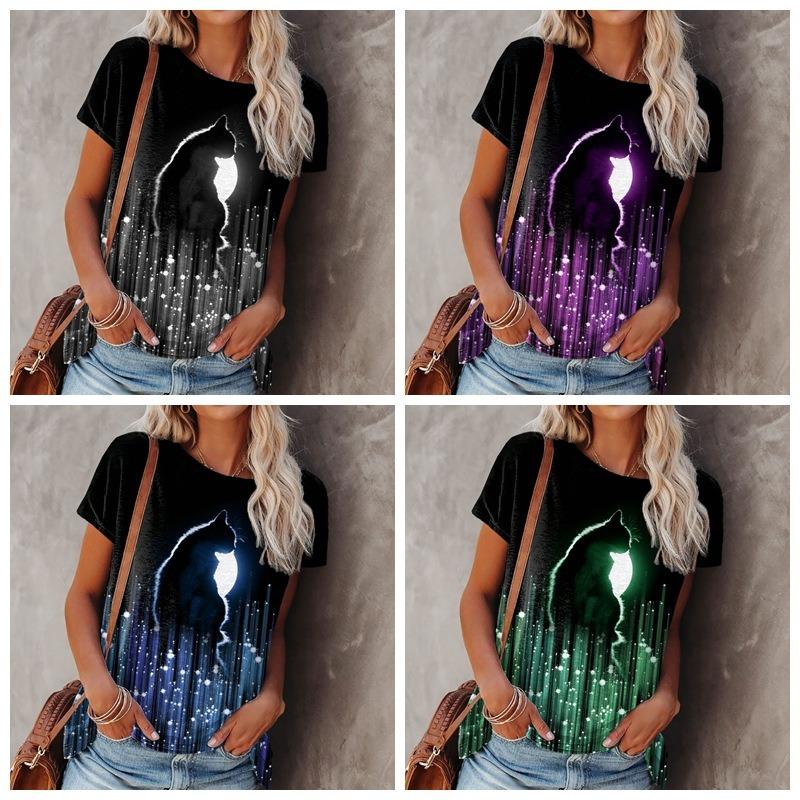Starry Sky Series 3D Printed T-shirt Summer Round Neck Short Sleeve Casual Loose Top T-Shirts Women’s