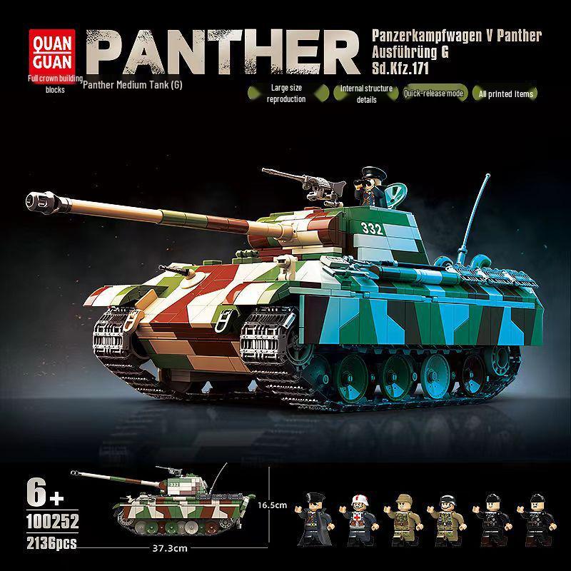 WWII Military Tiger & Panther Tank Building Blocks - Armored Vehicle Assembly Toy Gift