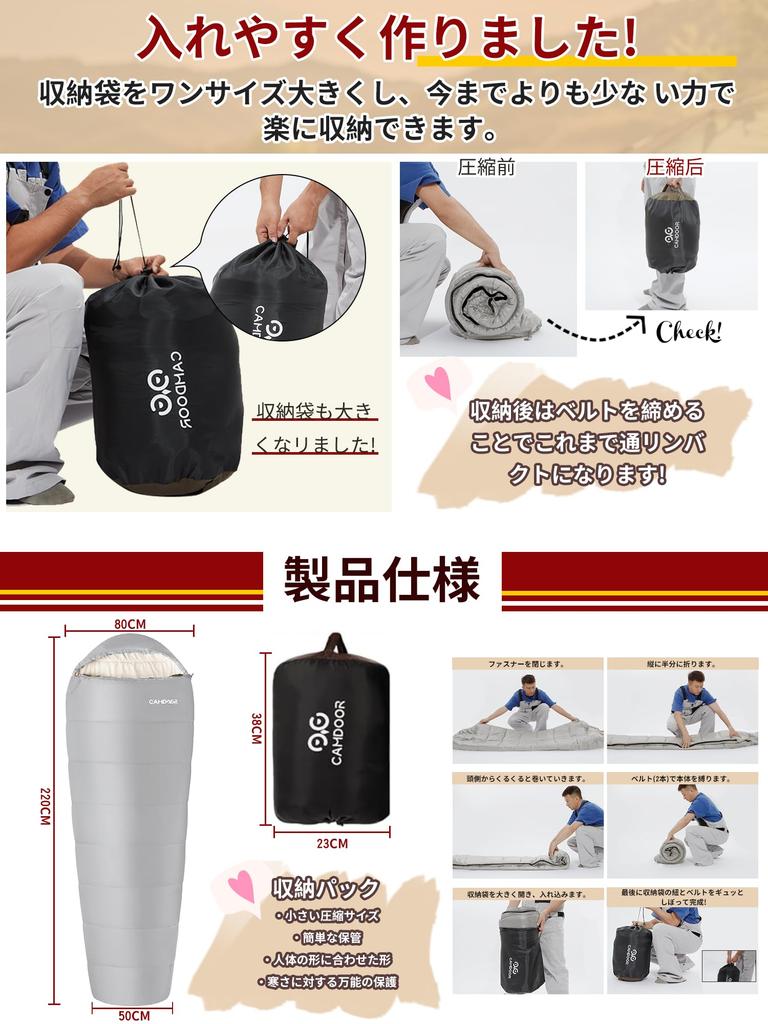 CAMDOOR Winter Sleeping Bag with Shoulder Warmers and 230T Mummy Comfortable Temperature Range Compact High Perfect for Car Outdoor and Disaster Fully