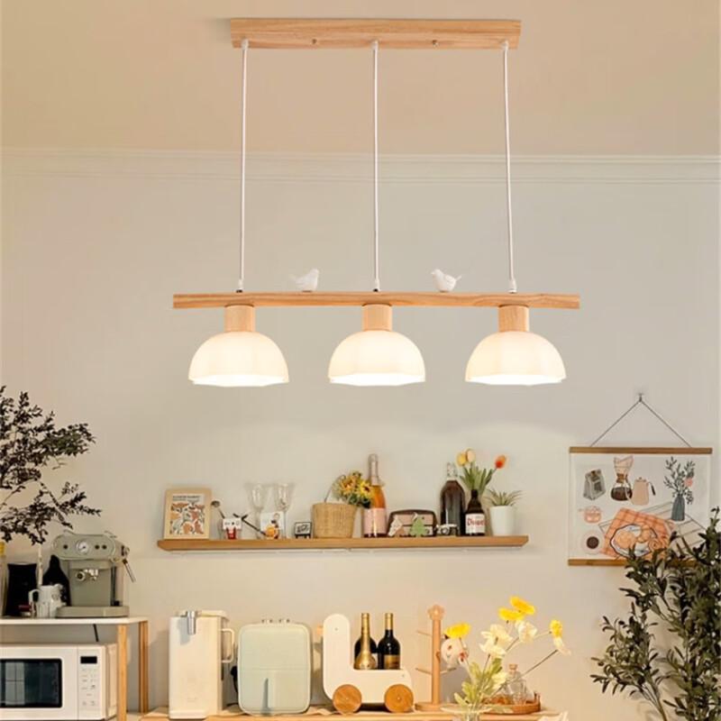 Modern Minimalist LED Wooden Striped Pendant Lamp