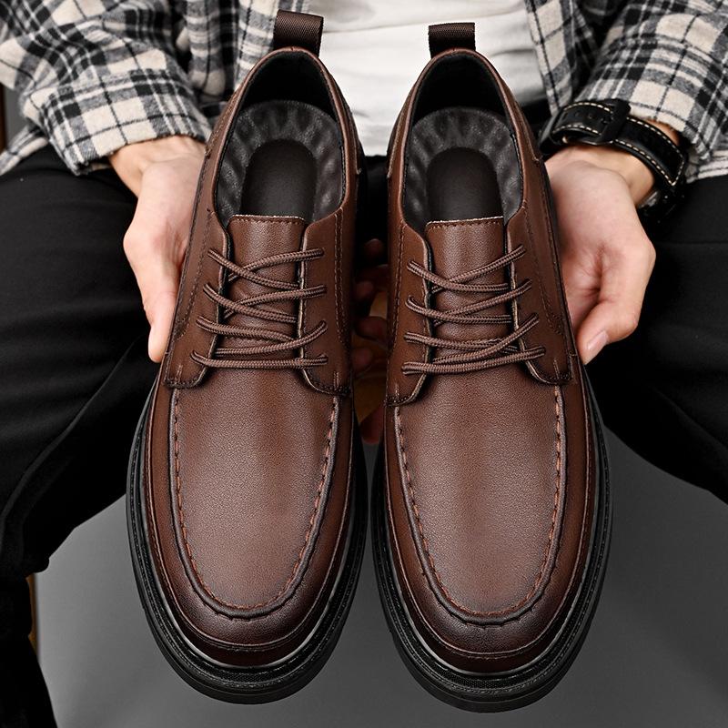 

Spring and Autumn 2025 New Outdoor Men s Business Leather Shoes Foreign Trade Explosion Pick up a batch of retro casual leather shoes 44 темно-рудий