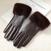 Winter Luxury Women's PU Leather Gloves Wrist Soft Faux Fur Trim Cuff Fashion Elegant Party Warm Touch Screen Drive Cycling