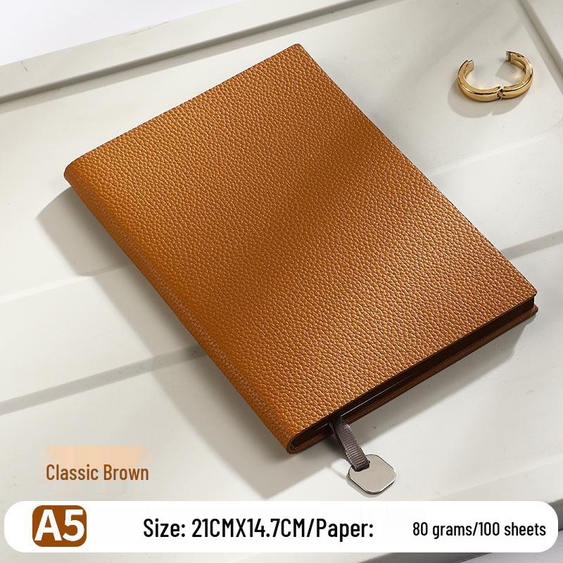 A5 Lychee Grain Business Pendant Diary Set: Custom Soft Leather Notebook