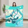 Kawaii Girl Knitted Blanket Velvet Hatsunes Mikus Anime Super Soft Throw Blankets for Airplane Travel Bed Rug