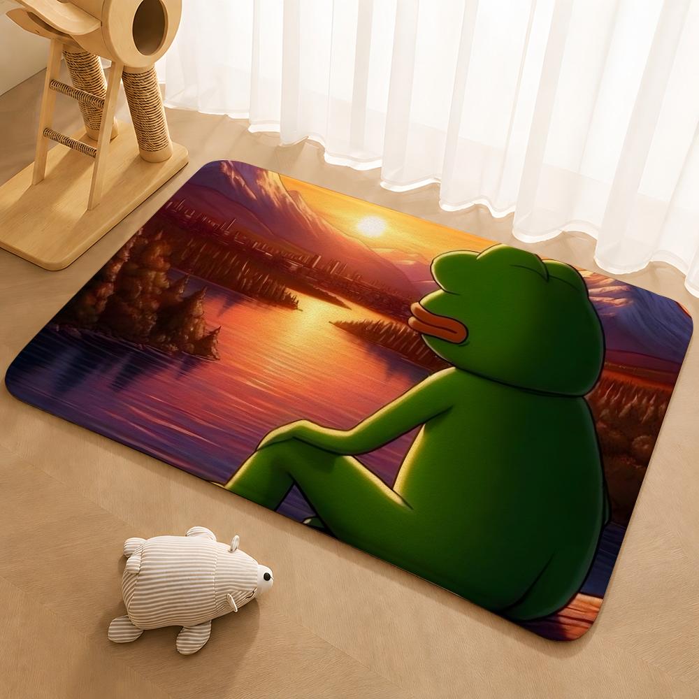 Sad Frog PEPE Floor Mat Floor Mat Soft Flannel Non-Slip Door  Rug for Living Room