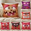 Funny Little Monster Cushion Cover Silky Short Plush Double-Sided Printed Pillow Case for Sofa All Seasons Home Decor Gift