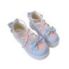 Fashion Lovely Girls Lolita Sweet Bowknots Platform Shoes,Students Cute Small Bell Heart Shaped Straps Flat Elevator Shoes Mary Janes