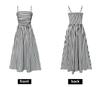 Luxi Women's High-Grade French Striped Off-Shoulder Tube Top Dress – A-Line Pleated Summer Long Skirt