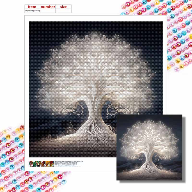 Neuankömmling 5D DIY Vollkreis Diamantmalerei "Silberbaum" Stickerei Kreuzstich Heimdekor Geschenk