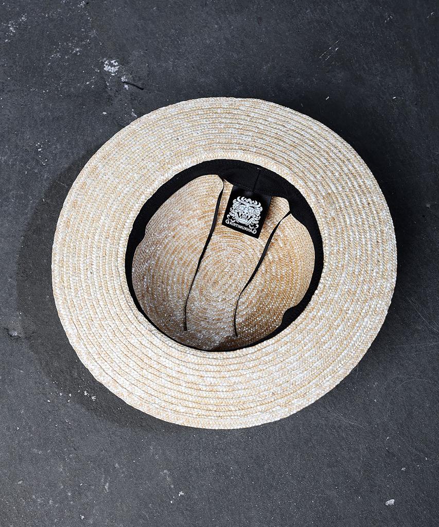 Kileutimuka Oriental Fabric Line Straw Fedora Black