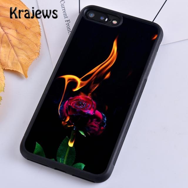 Krajews Burning Love Rose Soft Phone Case Cover For iPhone 14 5 SE 6s 7 8 Plus XR XS 11 12 13 Pro Max Samsung S21 S22ultra Plus