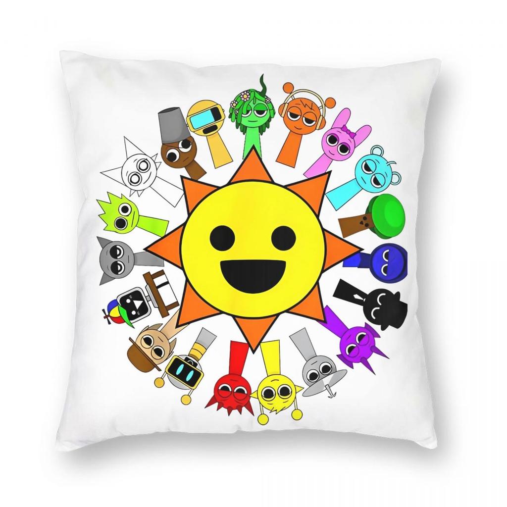 Sprunki Jevin Grappige Game Kussensloop Bedrukte Polyester Kussenhoes Decoratie Sierkussenhoes Hoes Woonkamer Vierkant