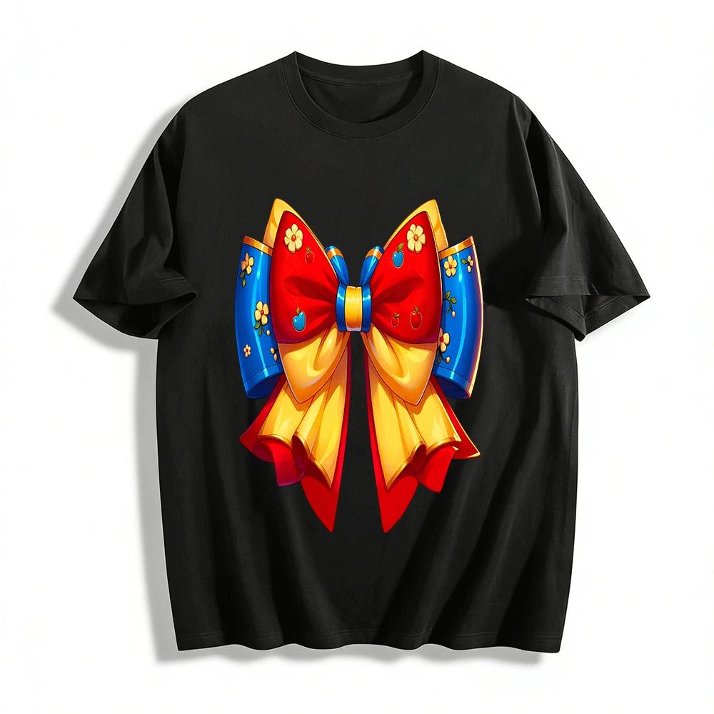 

Snow White Themed Bow Top With Apple & Floral Print For Kids Pure cotton T-shirt XXS