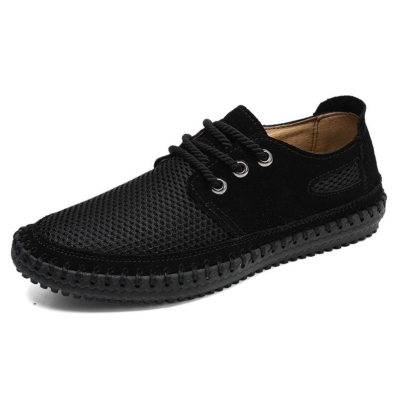 Men's Breathable Suede Leather Casual Hand-stitched Shoes - Large Size