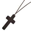 Vintage Wooden for Cross Pendant Brown/Black Rope Necklace Adjustable for Men Wo