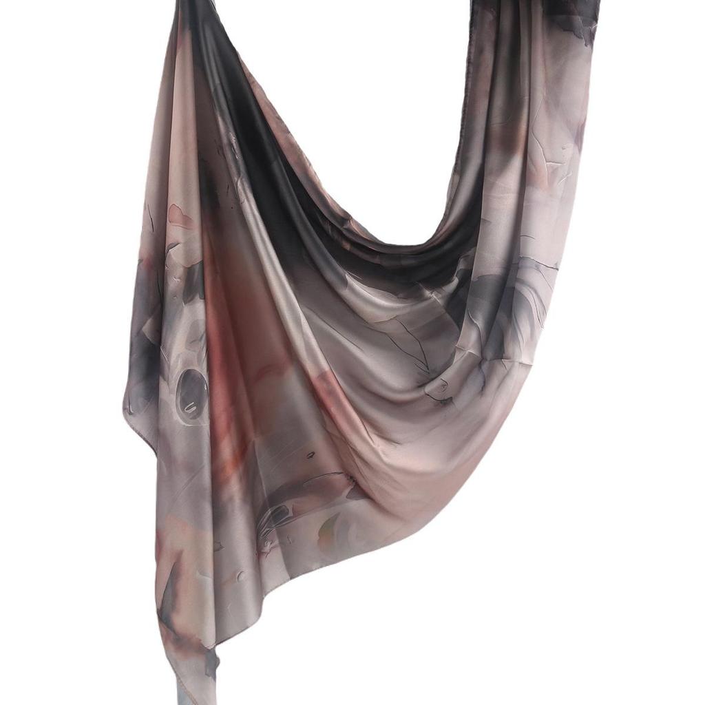 Silk Printed Marble Ethnic Headscarf and Shawl