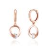 14K Gold Earrings One-Touch Ring Stone Circle
