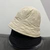 Autumn and Winter Warm Down Cotton Plaid Black Bucket Hat Women's New Casual Face Small Bucket Hat Women
