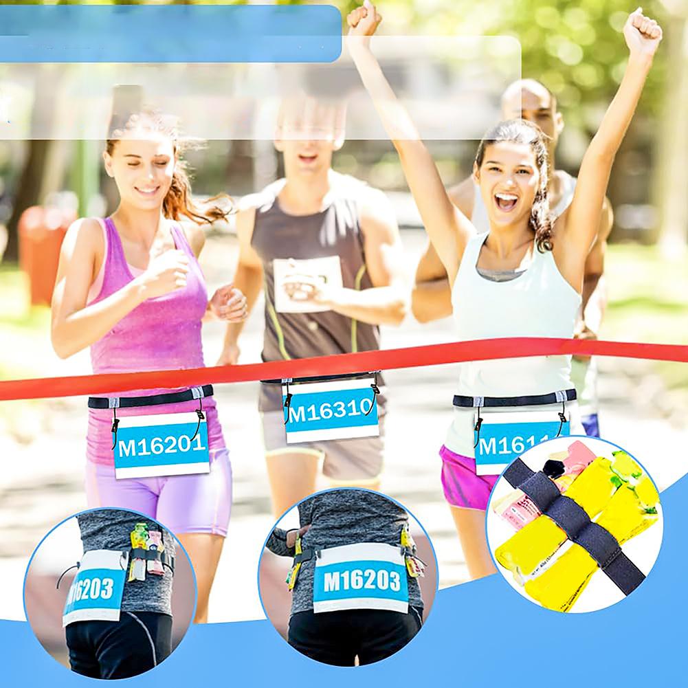 Ceinture porte-dossard de course de marathon réglable Ceinture de taille extérieure pour la course à pied Ceinture porte-dossard pour la course à pied, le cyclisme, le triathlon, le marathon