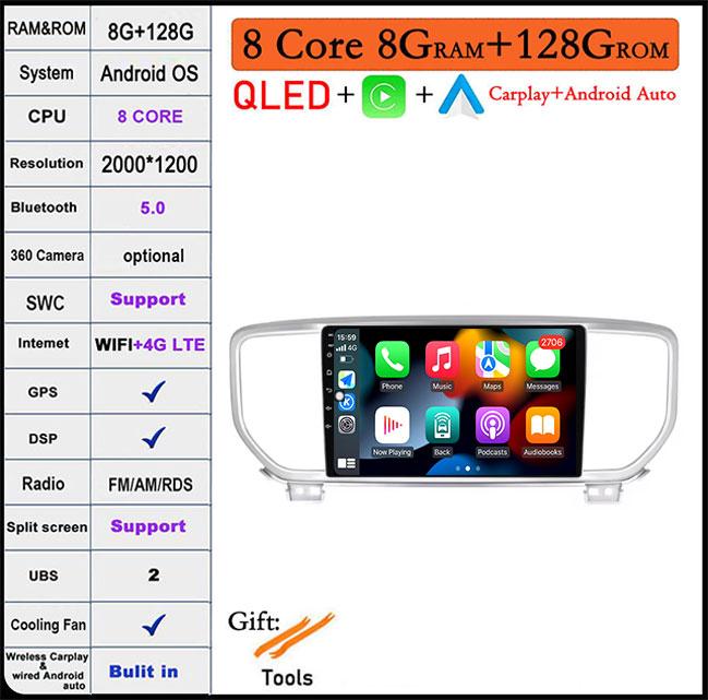 For KIA Sportage 4 2016 - 2020 KX5 kx5 4G Android 14 QLED Car Raido Navigatio Carplay Multimedia player GPS WIFI DSP BT