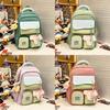 Nylon School Backpack For Girls With Shoulder Strap And Cartoon Letter Print Design For School And Travel