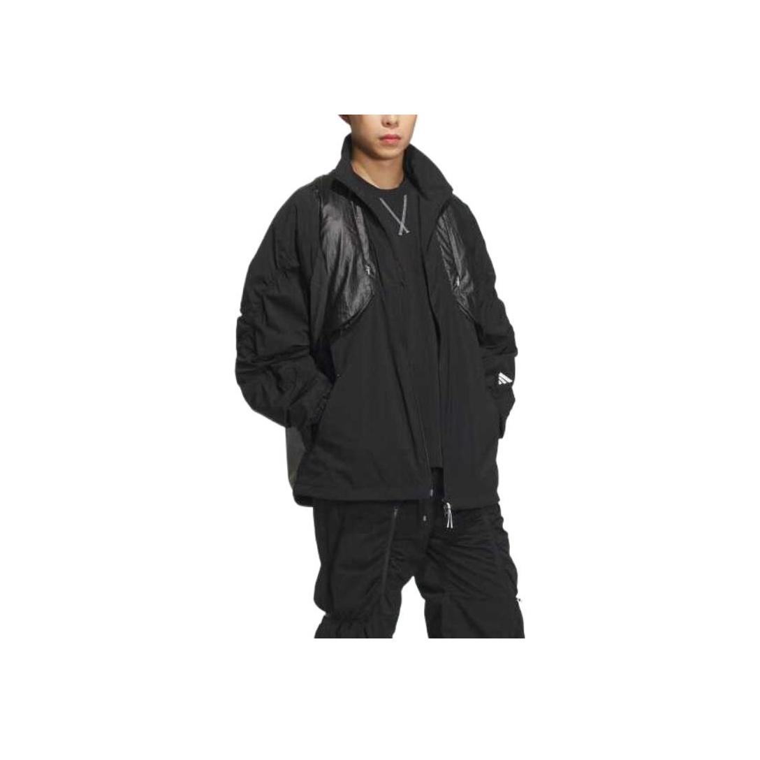 

Adidas Comfortable Breathable Stand Collar Warm Long Sleeve Jacket Unisex Jacket Black Bright-White JM8619