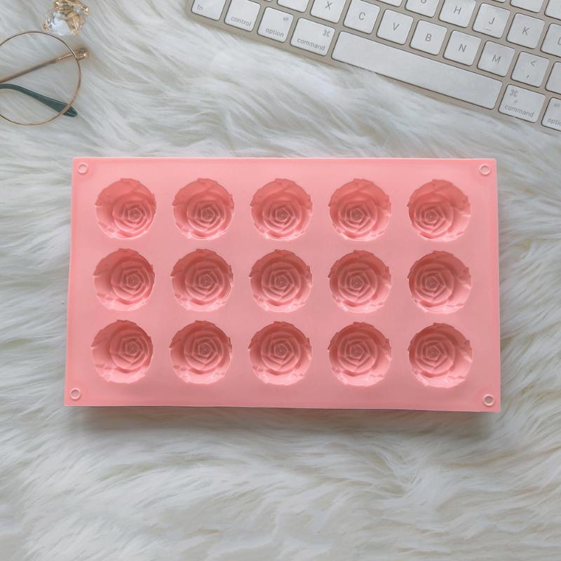 

15 Cavity Rose Mold Silicone Chocolate Candy Mold Diy Dessert Pudding Cake Decoration Mould Rose Shape Ice Cube Making Tools