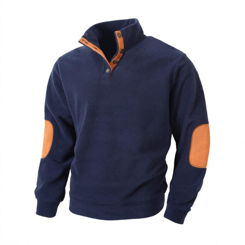 Новый мужской свитшот с воротником-стойкой облегающий с совмещенной вставкой персонализированный повседневный S темно-синий 2740₽