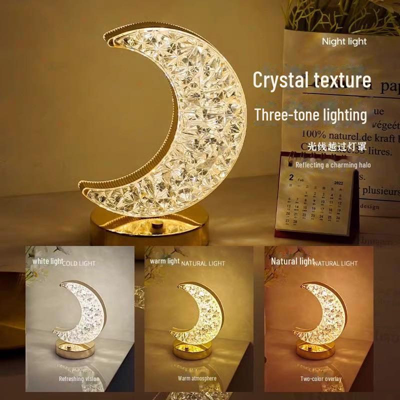 Star & Moon Night Light: USB Rechargeable Touch Lamp with Infinite Dimming and Three Colors for Bedroom
