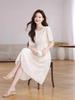 French Style Elegant Chiffon A-line Dress - Summer Round Neck Slimming Skirt for Women
