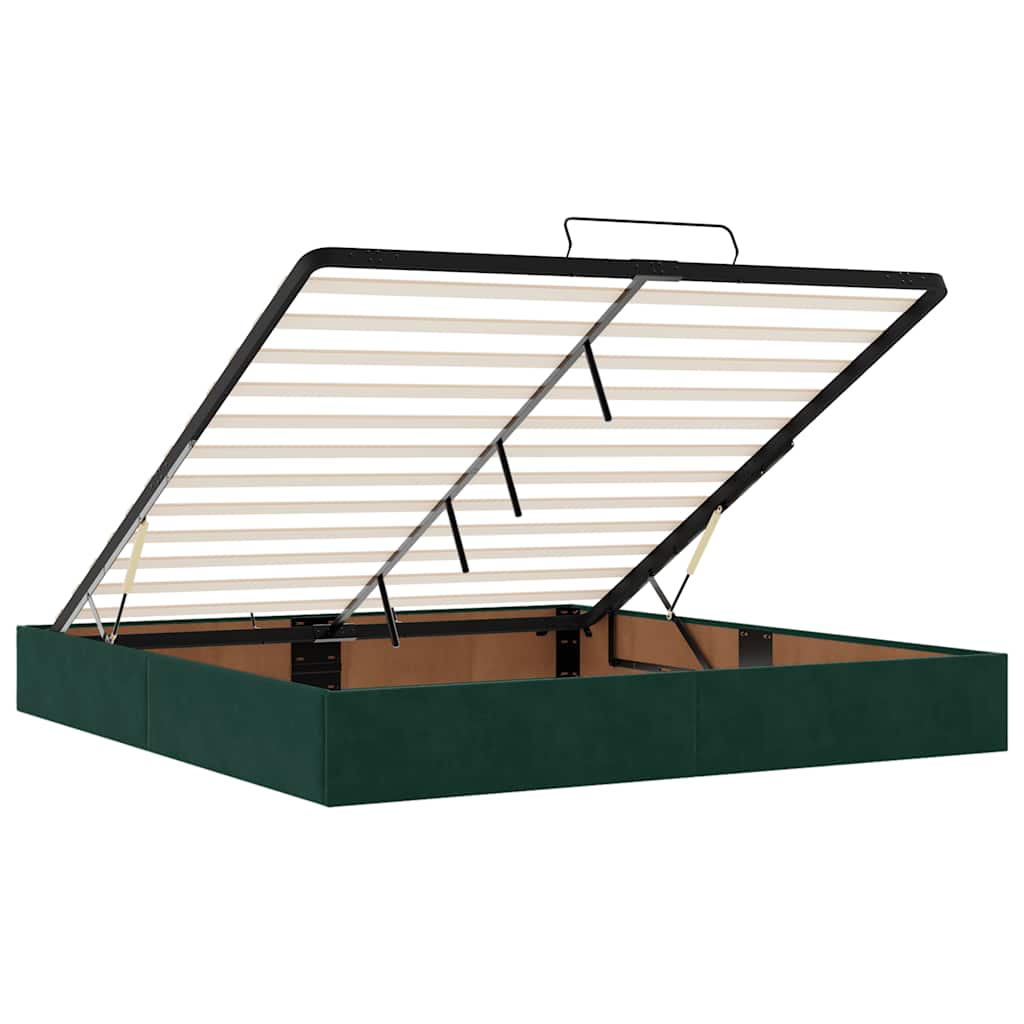 Ottoman Bed with Mattress Dark Green 160x200 Cm Velvet