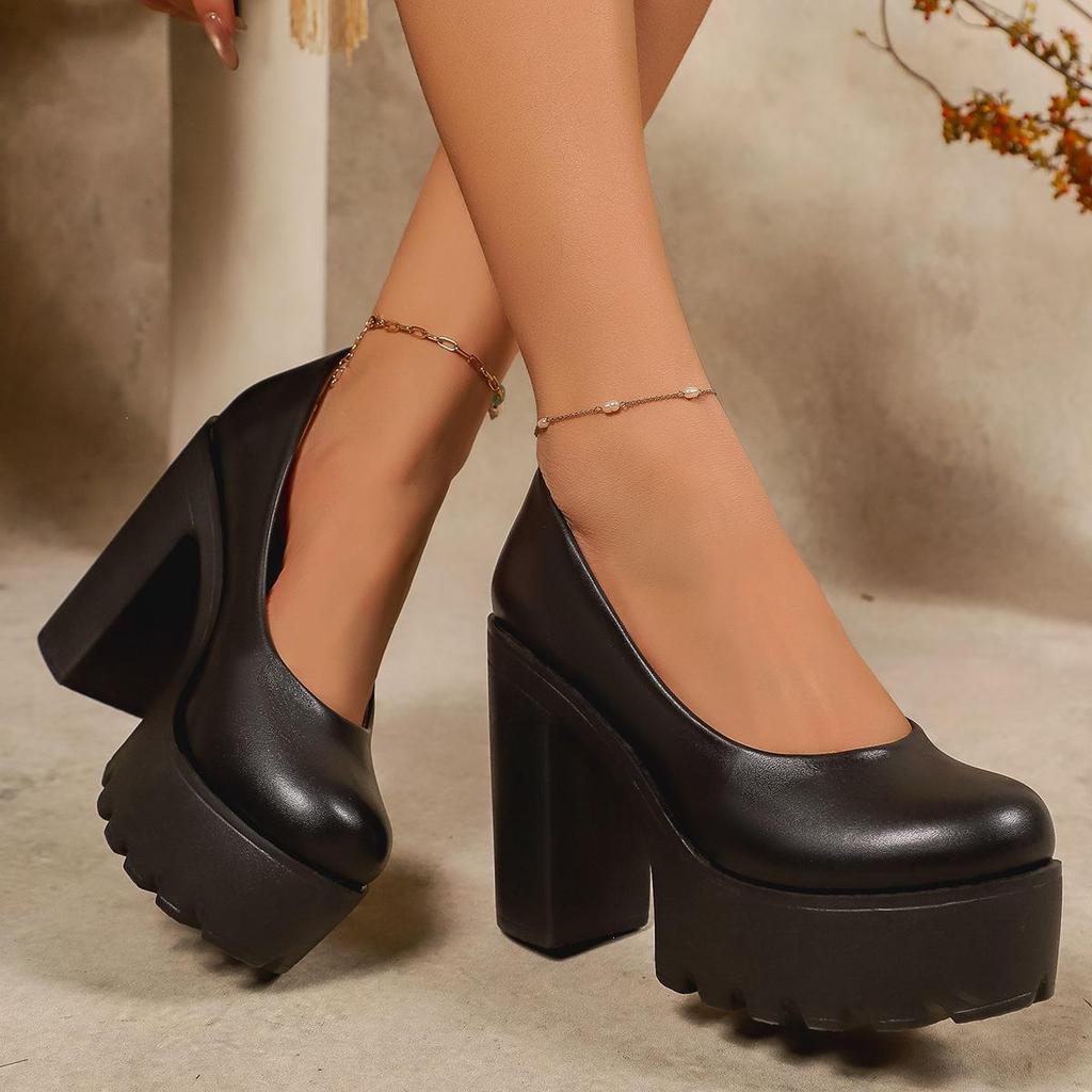 Plus Size 2025 Winter Slip-On High Heels for Women - Fashionable European & American Style