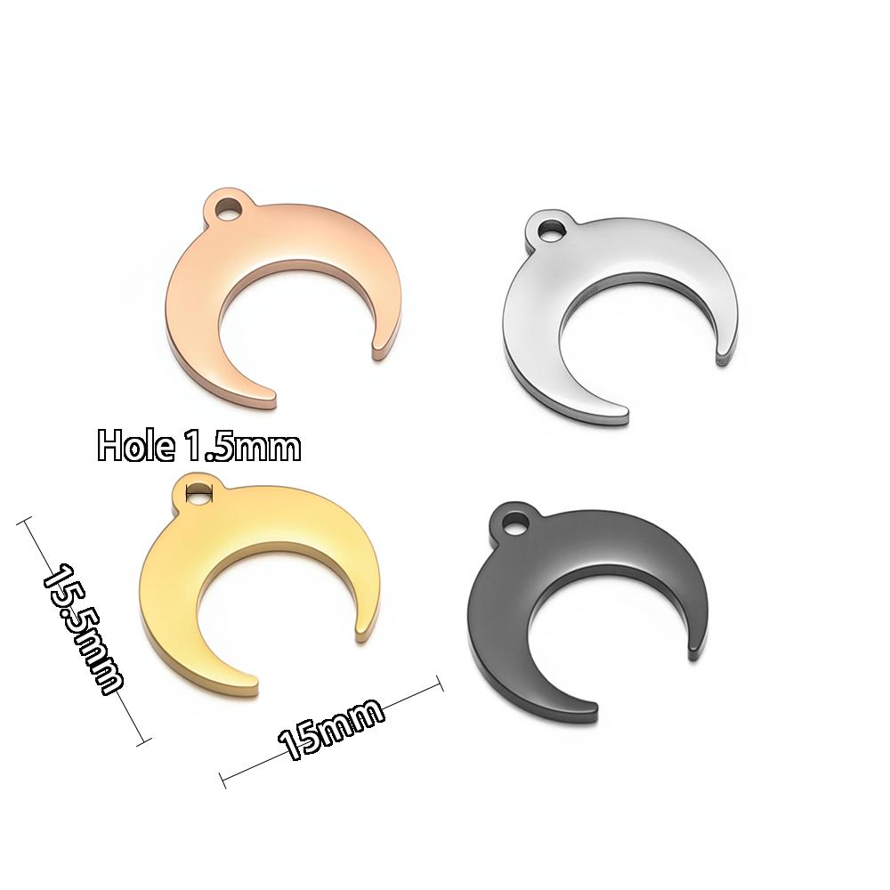 5 Stück Goldfarbene Edelstahl-Ochsenhorn-Anhänger Mond-Halsketten für DIY-Schmuckherstellung Handgefertigte Anhänger Armbänder Zubehör