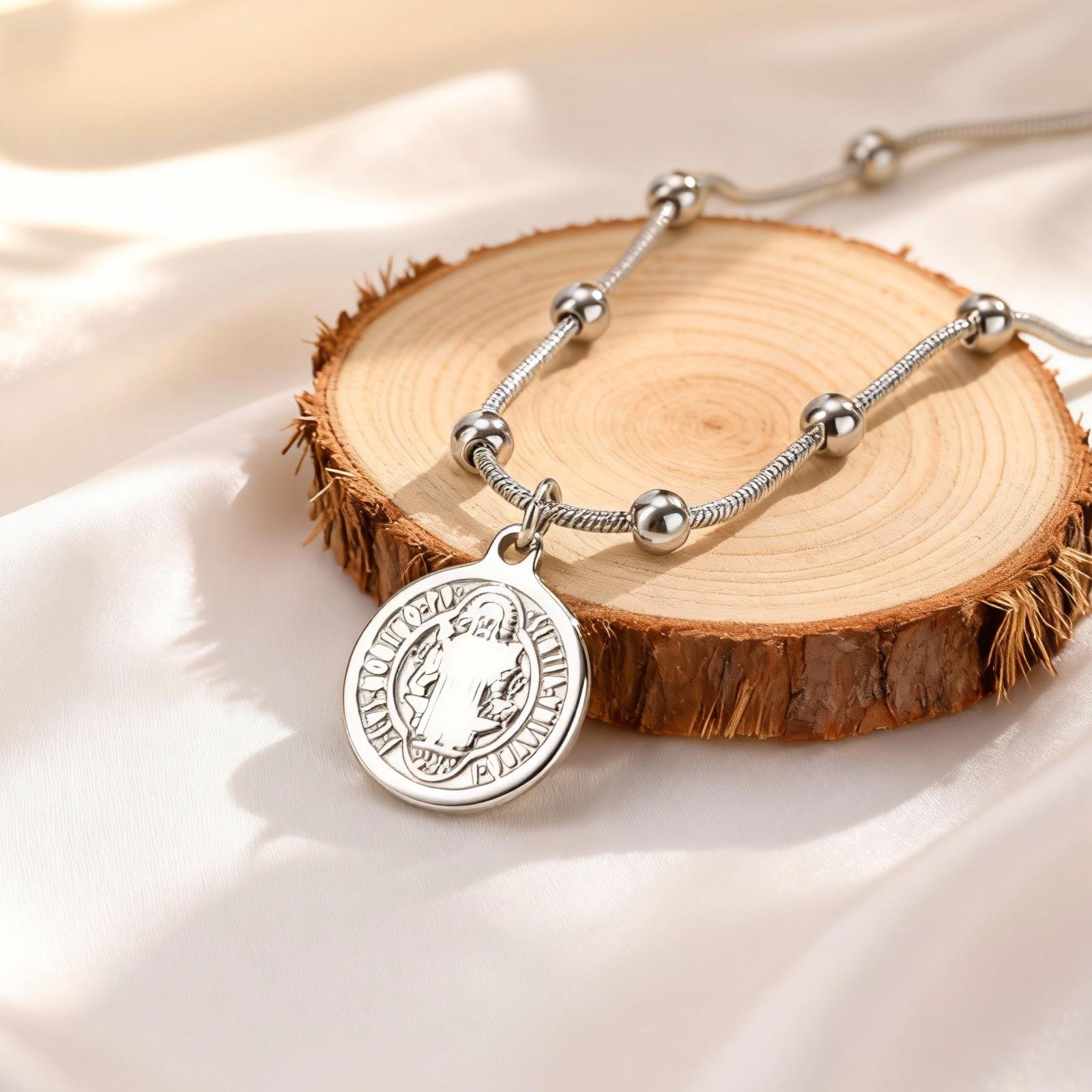 

Holy St. Benedict Rosary Necklace for Women,Beaded Snake Chain Cross Necklaces,Classic Religion Prayer Jewelry Gift