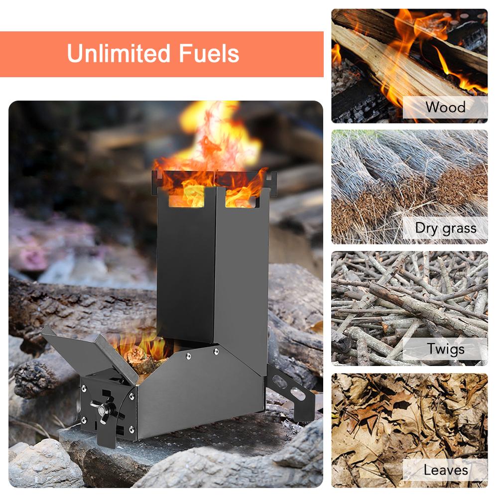 Lixada Outdoor Collapsible Wood Burning Stainless Steel Stove Backpacking Camp Tent Stove