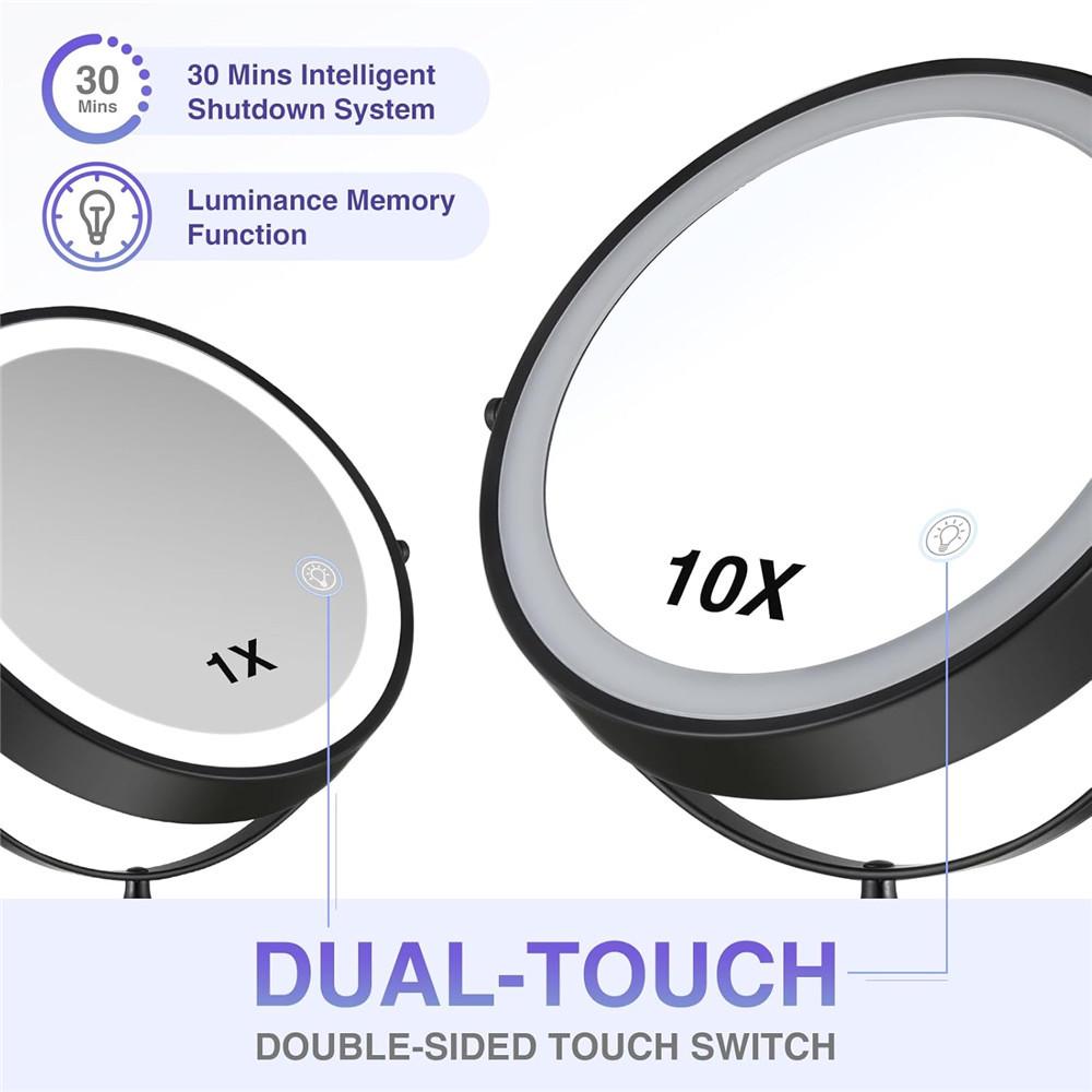 Wall-Mounted LED Makeup Mirror with Magnifying Glass, No-Drill, Retractable - Ideal for Bathroom & Dressing Table