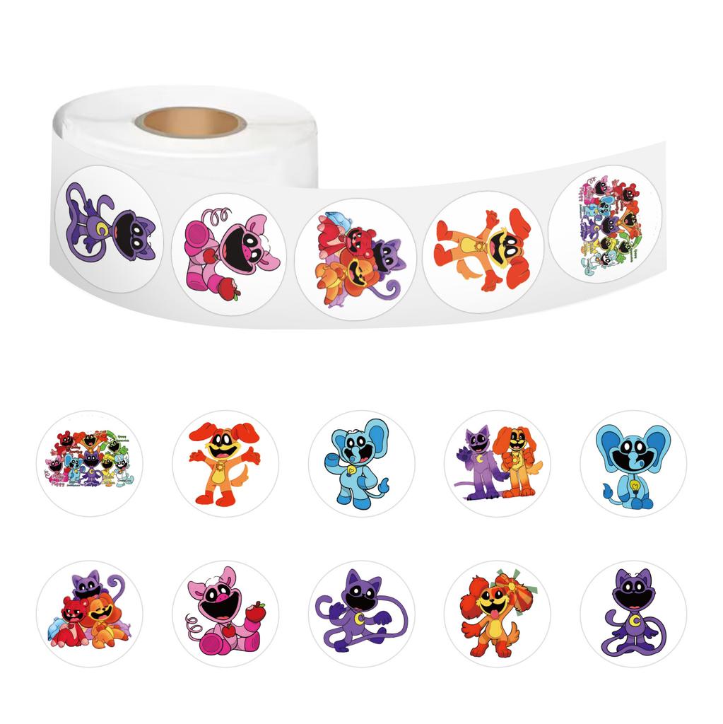 500 Stickers/roll Smilling Critters Roll Stickers Reward Stickers Creative Handbook Roll Tape