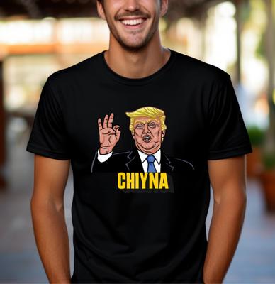 Camiseta Engraçada Donald Trump Chiyna CHINA Trump Presidente 2025 Camiseta 47º Presidente
