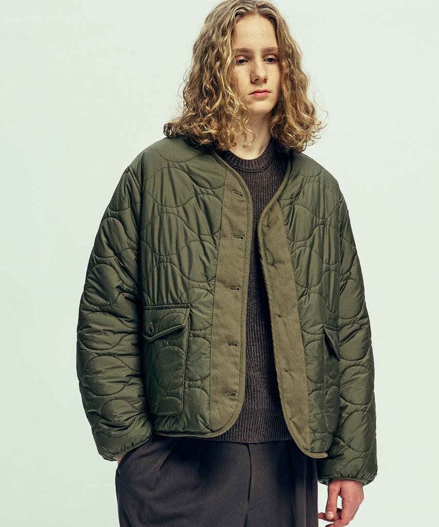 Knd Reversible Quilted & Fleece Liner Jacket Olive Khaki