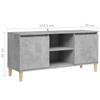 TV Cabinet with Solid Wood Legs Concrete Grey 103.5 x 35 x 50 cm