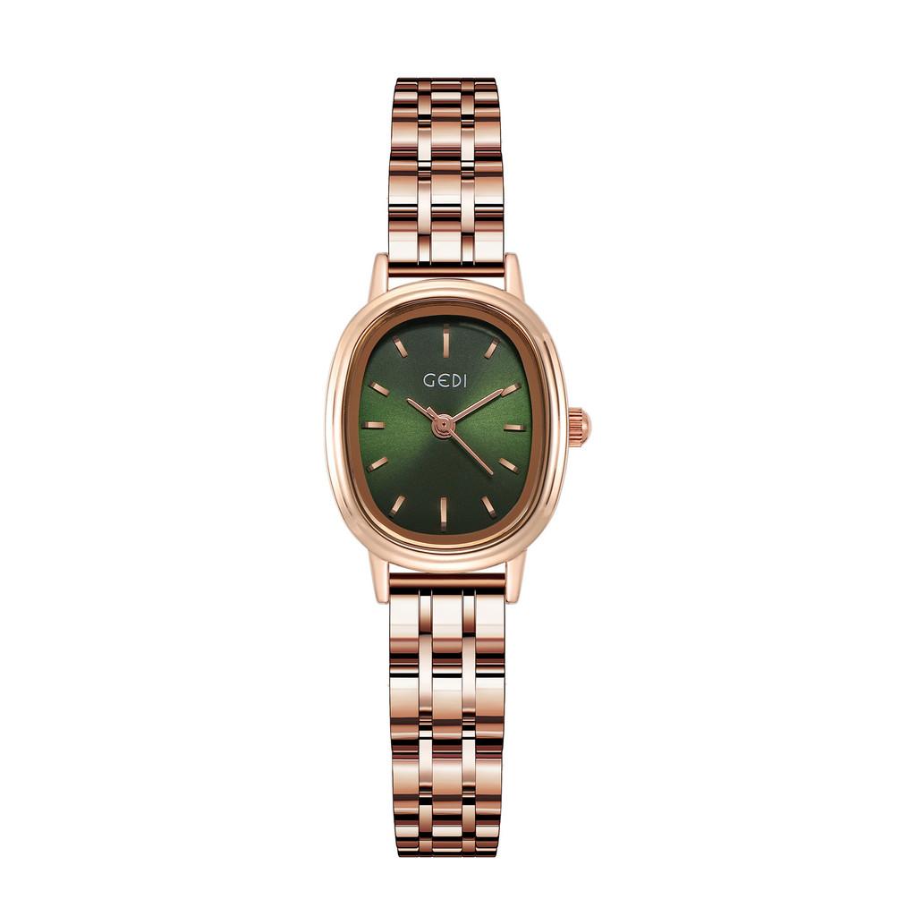 

Womens Oval Green Watch With Quartz Movement And Waterproof Design For Fashionable Ladies Rose Gold Green