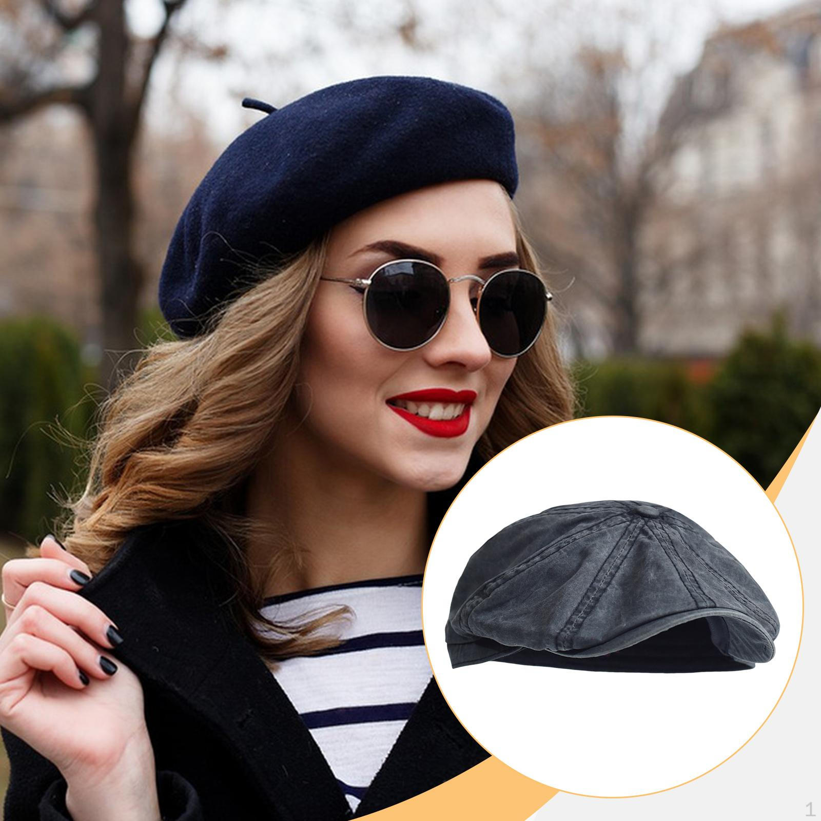 

Men Women Hat Classic Vintage Newsboy Cap for Travel Outing Shopping Gray Black