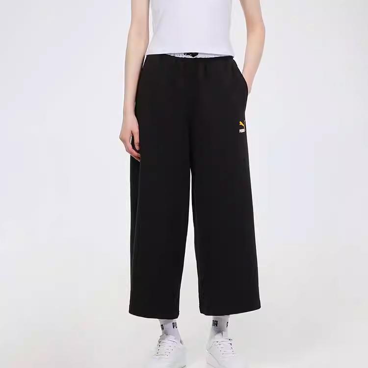 Puma Knitted Wide Leg Sweatpants Women Bottoms Black 532613-01