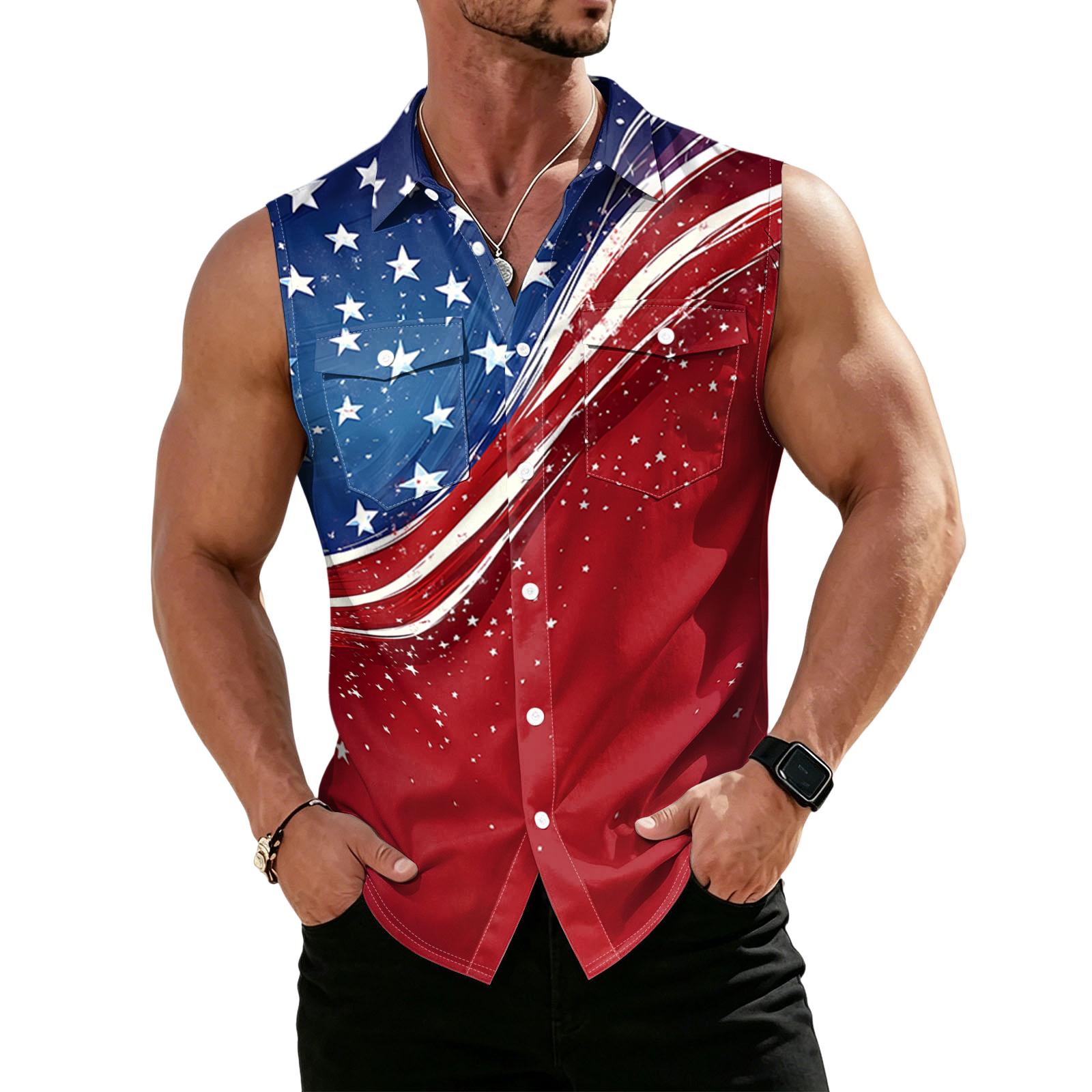 

Men s Sleeveless Button Down Shirt Lightweight Workwear Vest Casual Collar Shirt for Summer Outdoor Activities and Daily Wear L красный