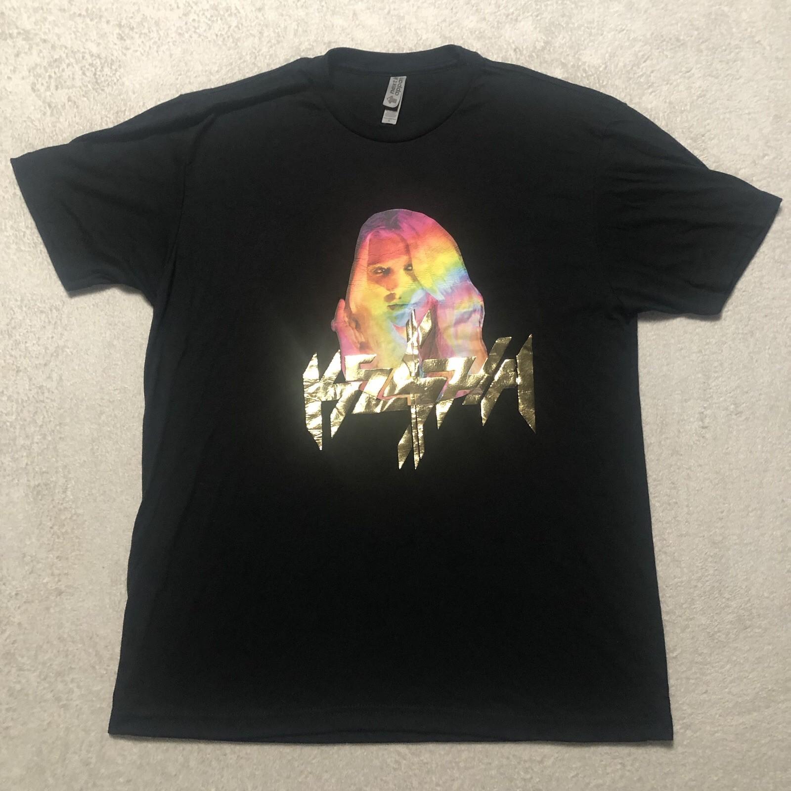 Kesha Rainbow Portrait Black T Shirt Size Large Unisex T-Shirt XXXXL
