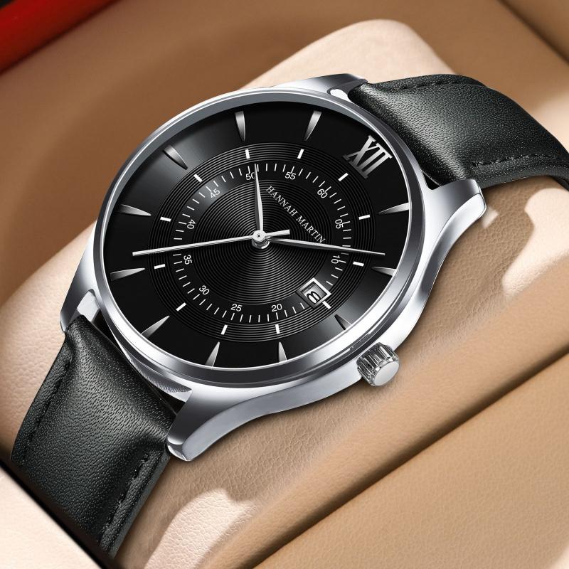 Neue Doppelskalen-Kalenderuhr Herren Casual Business Wasserdichte Quarzuhr