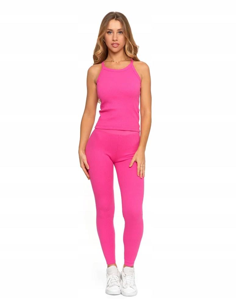 Women's Cotton Top with a Delicate Rib, Sleeveless, Comfortable, MORAJ S FUCHSIA